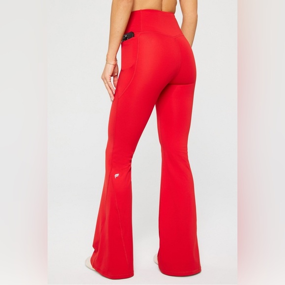 NWT Fabletics Oasis PureLuxe High-Waisted Crossover Flare Leggings Red S Tall - Picture 9 of 9